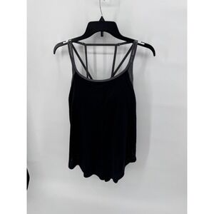 Xersion Black Criss Cross Strap Tank Top Built in Bra Athletic Active Size L